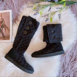 UGG LATTICE CARDY KNIT BOOT- Black